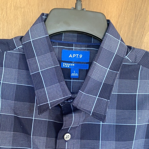 Apt 9 premier flex no iron plaid print button down shirt size L - Picture 9 of 17
